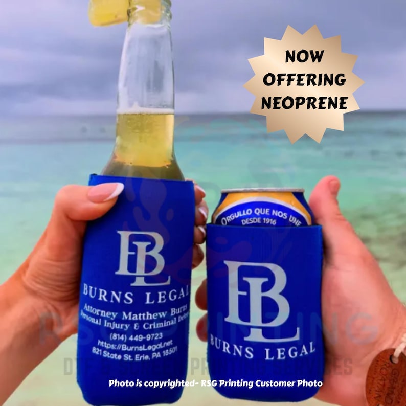 Custom Neoprene Logo Can Coolers: Personalized Party Favors, Bachelorette Gifts image 1