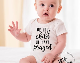 Für dieses Kind haben wir Baby Strampelanzug® gebetet: IVF Geschenk, Schwangerschaftansage