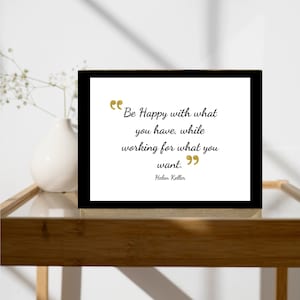 Be Happy | Helen Keller Quote | Inspirational Office Wall Art Print | Motivational Print | Mindfulness | Digital Download