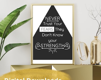 Be Fearless Print | Mental Health Awareness | Uplifting Quote Print | Think Positive | Mindset is Everything | Digital Download