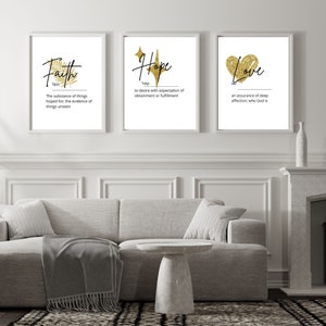Definition Printable Wall art | Set of 3 Prints | Faith Hope Love | Love Definition Print | Faith based | Digital Download