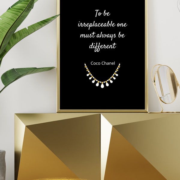 Coco Chanel Fashion Quote | Coco Chanel Wall Art | Dorm Decor for College Girls | Inspirational Printable Wall Art | Digital Download