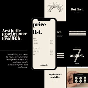 Neutral schwarz Sleek cream einfache Botox Prack Branding Template,Ästhetik,Botox/ Filler,Treuekarten, Brand Kit,Instagram Template