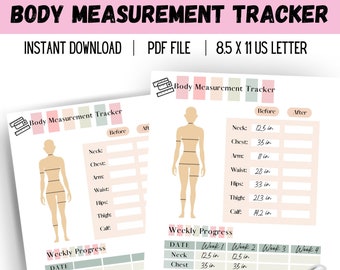 Suivi des mesures corporelles | Tableau de mesure du corps imprimable | Suivi de perte de poids IMC | Journal de remise en forme | Journal de régime | Journal de santé