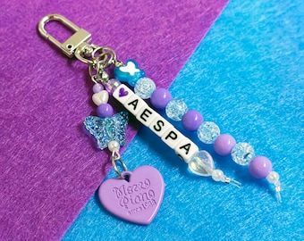 Custom Beaded Keychain Hearts Butterfly Kpop Phone Charm Beads Keyring AirPods Charm Accessories Gift Bag Charms