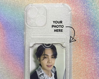 Clear Phone Case Transparent with Photo Card Slot Photo Card Custom Print for iPhone 16 Pro Max / Samsung Note Galaxy S25 Ultra Cover Kpop
