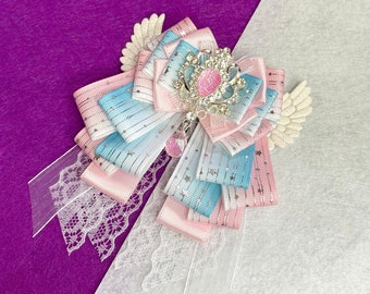 Pink & Blue Lightstick Ribbon | Custom Kpop Bow Fan Light Stick Decoration Deco Concert Accessories Music Gift