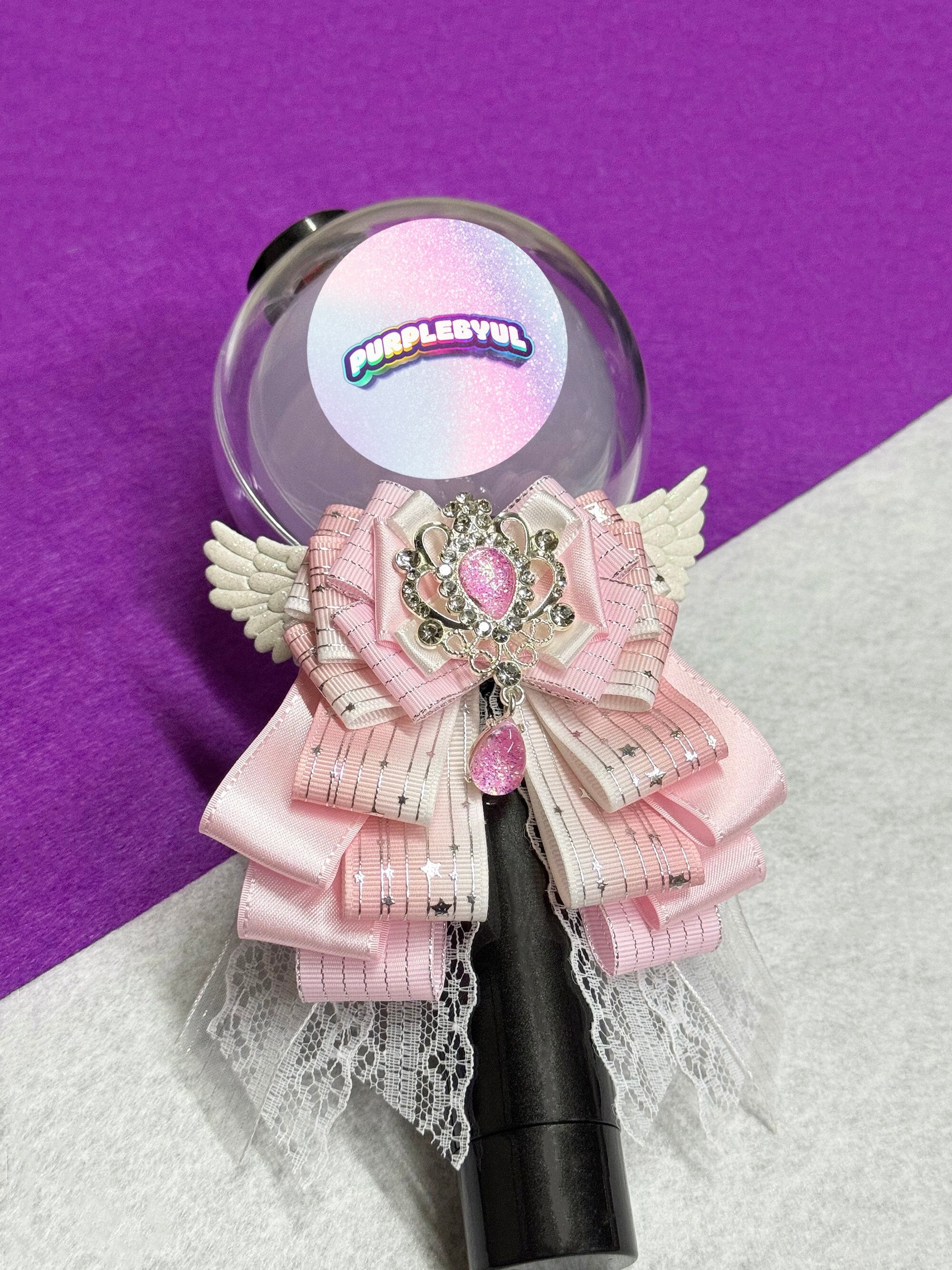 【60％OFF】 Pink Lightstick Stick Light Fan Bow Kpop Custom | Ribbon ミュージシャン