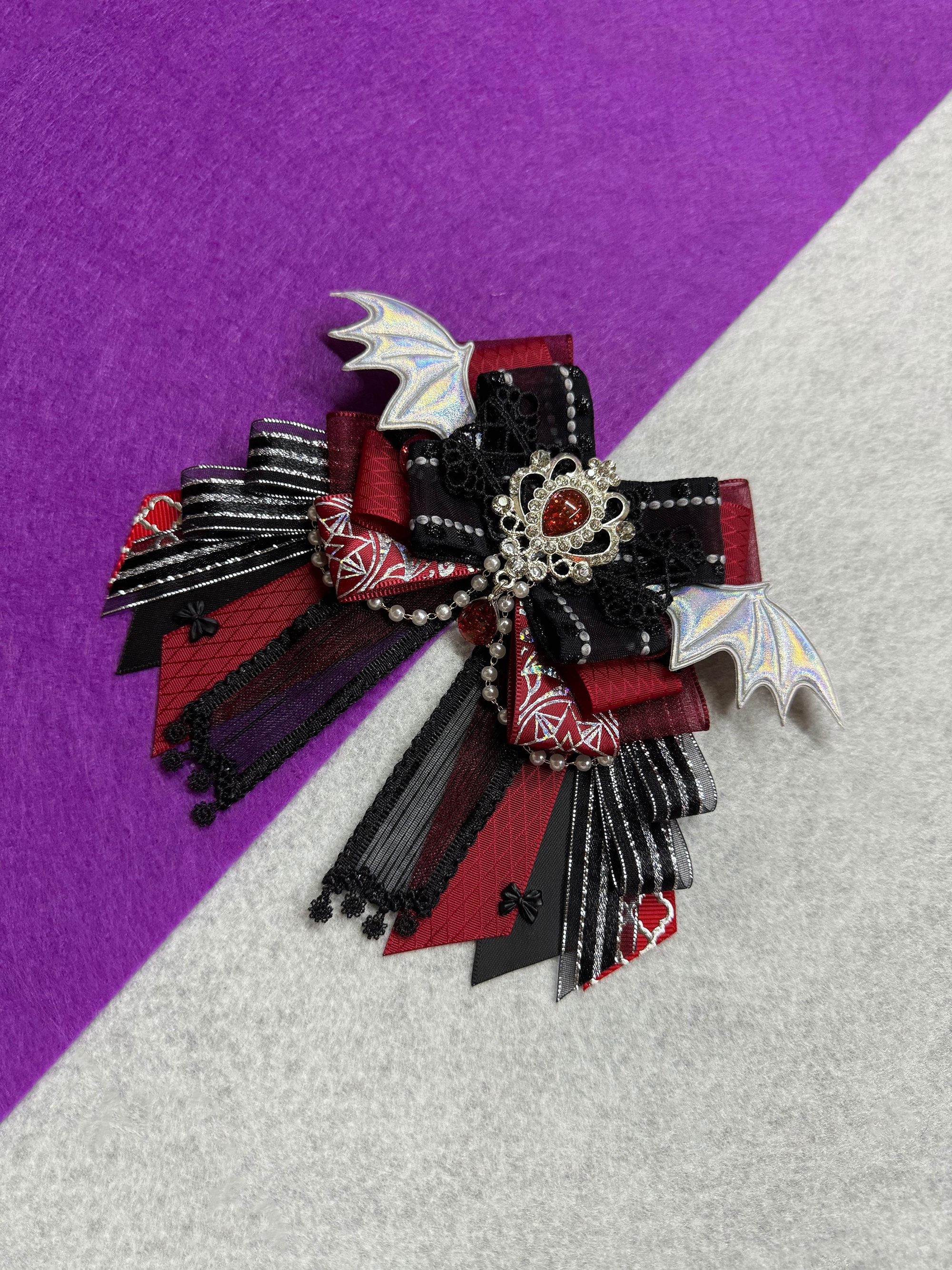 Black Purple / Red Lightstick Ribbon | Custom Kpop Bow Light Stick Decoration Concert Accessories Music Gift