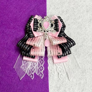 Black & Pink Lightstick Kpop Ribbon Bow | Custom Aesthetic Fan Light Deco Stick Decoration Concert Accessories