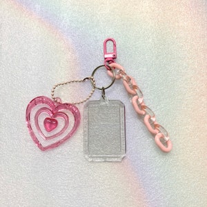 Heart Keychain with Photo Frame - Custom Personalised Name Y2K Love Beads Kawaii Kpop Binder Phone AirPods Charm  Gift Music Gift