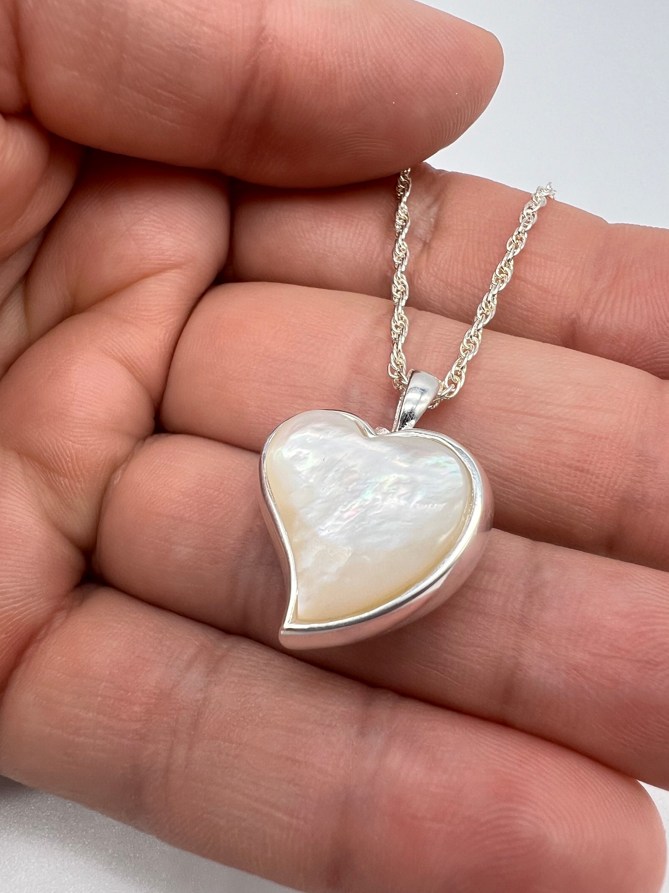 Sterling Silver Mother or Pearl Heart with CZ Paw Necklace Sterling Silver Mother or Pearl Heart with CZ Paw Necklace