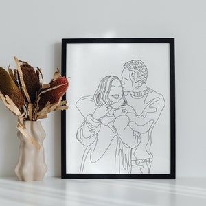 Custom Line Drawing, Minimalist Illustration, Custom Line Portrait, Family Portrait, Personalized Gift for Family, Couple Portrait