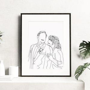 Custom Line Drawing, Minimalist Illustration, Custom Line Portrait, Family Portrait, Personalized Gift for Family, Couple Portrait