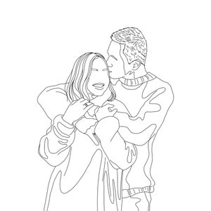 Custom Line Drawing, Minimalist Illustration, Custom Line Portrait, Family Portrait, Personalized Gift for Family, Couple Portrait