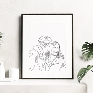 Custom Line Drawing, Minimalist Illustration, Custom Line Portrait, Family Portrait, Personalized Gift for Family, Couple Portrait