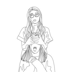 Custom Line Drawing, Minimalist Illustration, Custom Line Portrait, Family Portrait, Personalized Gift for Family, Couple Portrait
