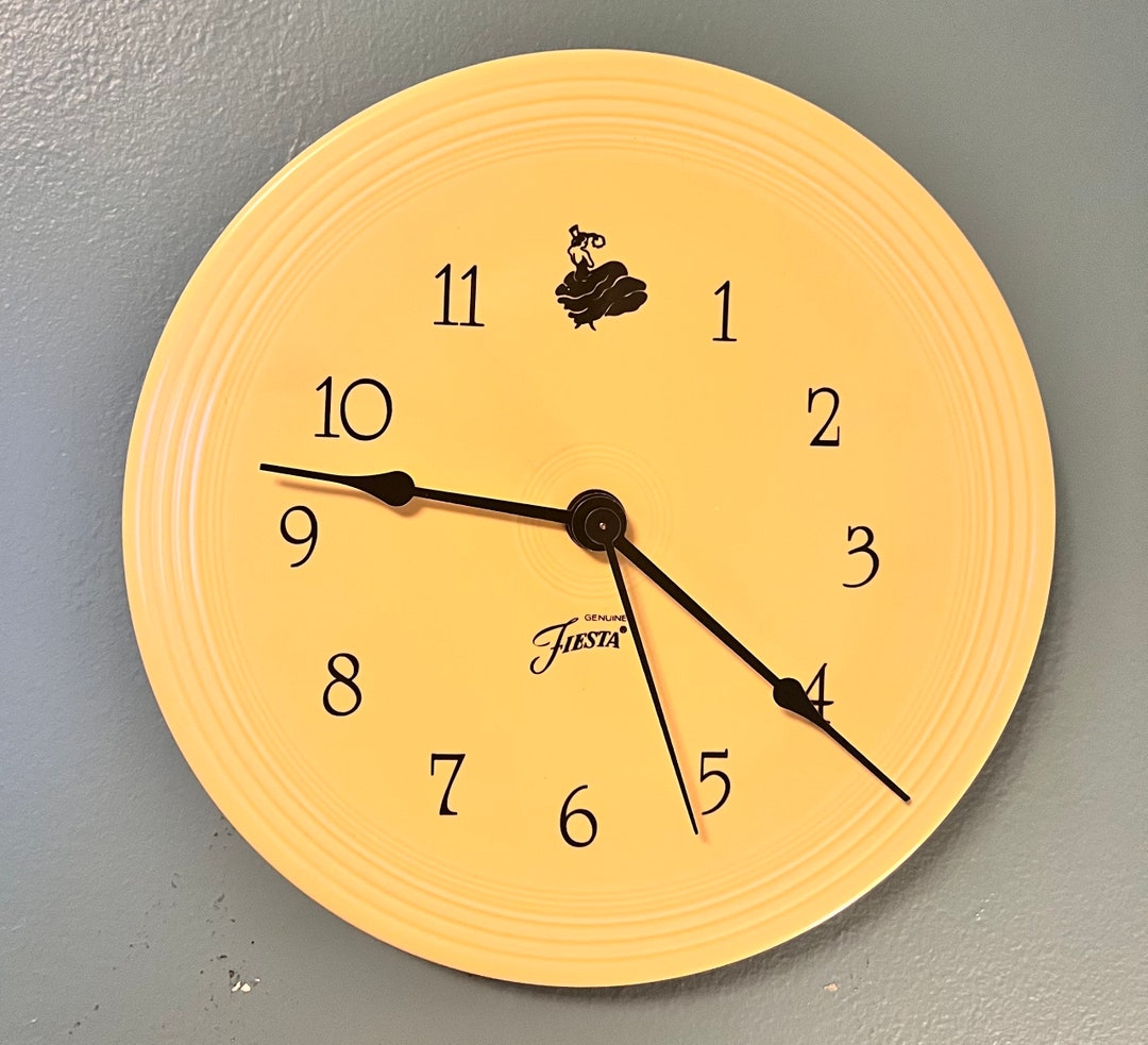 Fiesta Yellow Plate Wall Clock Fiestaware Dancing Lady Vintage Etsy