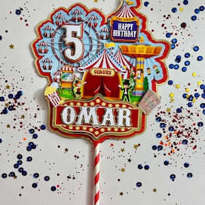 Carnival Birthday Cake Topper: Personalized Circus Theme