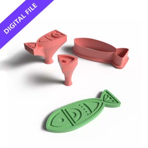 Fisch Cookie Cutter und Stempel Set: 3D Druckbare STL Datei