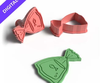 Fish-in-a-Bag Cookie Cutter Stamp Set: 3D Printable STL File