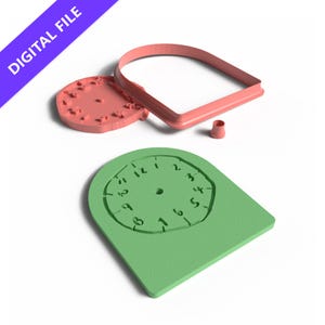 Juego de cortador y sello de arcilla para reloj de mesa: archivo STL imprimible en 3D para crear tu propio reloj de escritorio.