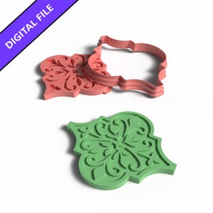 Ensemble d'emporte-pièces et d'estampes pour carrelage marocain : motif floral imprimable en 3D (fichier STL)