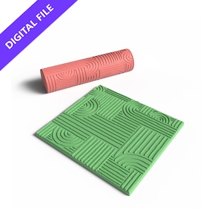 Modern lijnpatroon textuurroller – 3D-afdrukbaar STL-bestand voor klei, fondant en handwerk