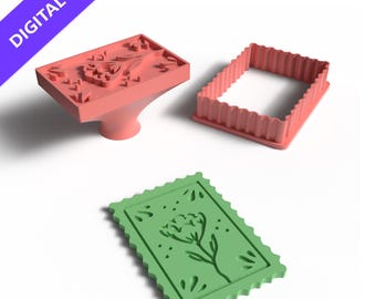 Vintage Floral Cookie Cutter and Stamp Set – 3D Printable STL for Botanical Baking & Crafts