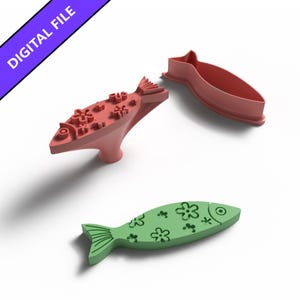 Zestaw foremek i stempli do ciastek w kształcie rybek: plik STL do druku 3D