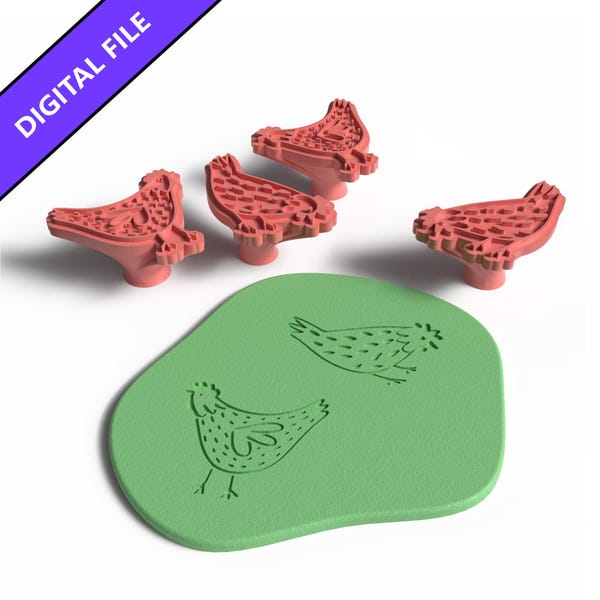 Jeu d'estampes de biscuits au poulet – Fichier STL imprimable en 3D pour des cadeaux de pâtisserie, de création artisanale et de ferme