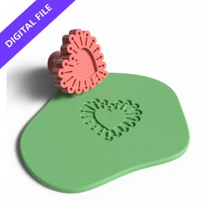 Lace Heart Cookie Stamp – 3D Printable STL for Baking and Crafts