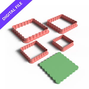 Conjunto de cortadores de biscoitos quadrados recortados – STL para impressão 3D para confeitaria, fondant e artesanato