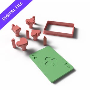 Juego de cortadores de galletas y sellos de naipes: Noche de juegos de casino (archivo STL imprimible en 3D)