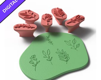 Floral Clay Stamp Set – 3D Printable STL Files for Polymer Clay, Pottery and Cookies