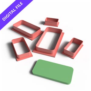 Juego de cortadores de galletas rectangulares redondeados: archivo STL imprimible en 3D (descarga digital)
