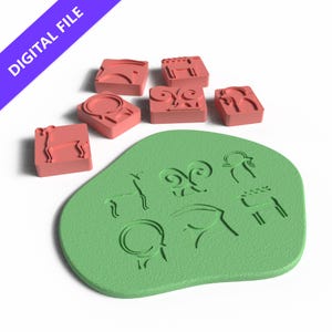 Petroglyph Stamp Set – 3D Printable Ancient Symbols for Clay, Cookies, and Crafts – STL File image 1