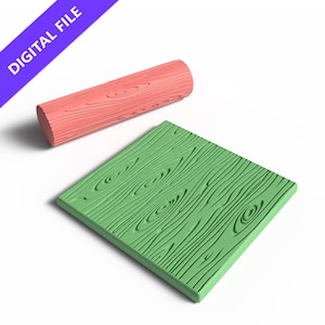 Rodillo con textura de veta de madera: archivo STL imprimible en 3D para manualidades rústicas y repostería