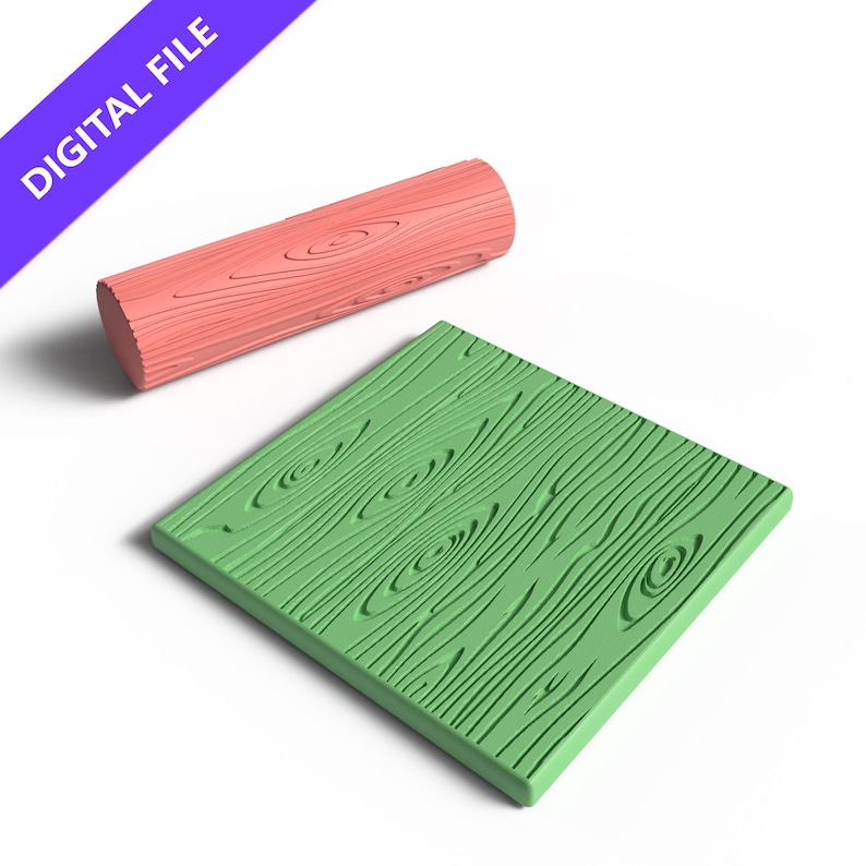 Wood Grain Texture Roller – 3D Printable STL File for Rustic Crafts and Baking image 1