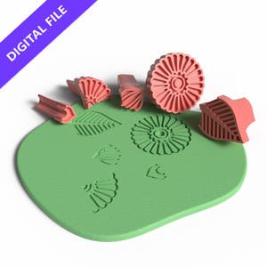 Set de sellos con textura floral: STL imprimible en 3D para repostería y manualidades botánicas