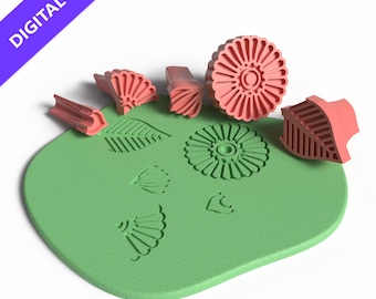 Floral Texture Stamp Set – 3D Printable STL for Botanical Baking and Crafts