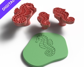 Seahorse Stamp Set – 3D Printable STL Files for Ocean Theme Baking, Clay, and Crafts