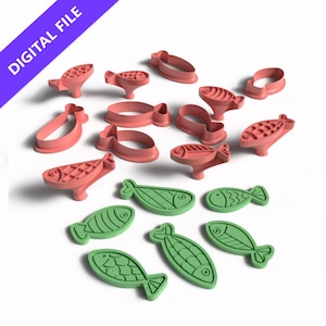 Fish Cookie Cutter & Stamp Set: 3D Printable Ocean Theme (STL Files