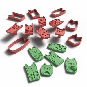 Katzengesichter Ausstechform und Stempel Set - 3D Druckbare STL für Süßes und Kreatives Backen