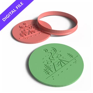 Camping Scene Cookie Stamp and Cutter: 3D Printable STL File (Digital Download)