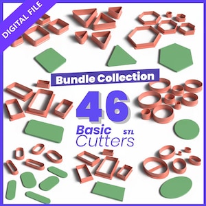 46 Basic Shape Clay Cutter Set: 3D druckbare STL Sammlung für Polymer Clay