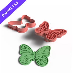 Juego de cortadores y sellos de galletas de mariposa: archivo STL imprimible en 3D (descarga digital)