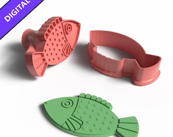 Fish Clay Stamp & Cutter Set – 3D Printable STL Files for Polymer Clay and Pottery