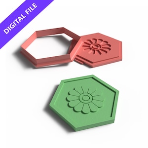 Juego de cortadores de galletas con forma de hexágono floral: archivo STL imprimible en 3D