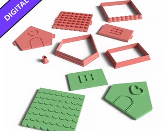 Tea Light House Clay Cutter and Stamp Set: 3D Printable STL (Digital Download)